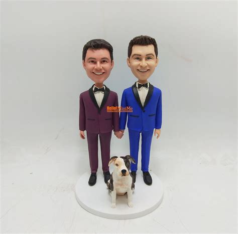 Same Sex Wedding Cake Topper Gay Bobblehead Gay Wedding Cake Etsy
