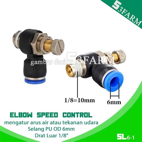 Jual Sl Fitting Speed Control Pneumatic Elbow Flow Valve Selang