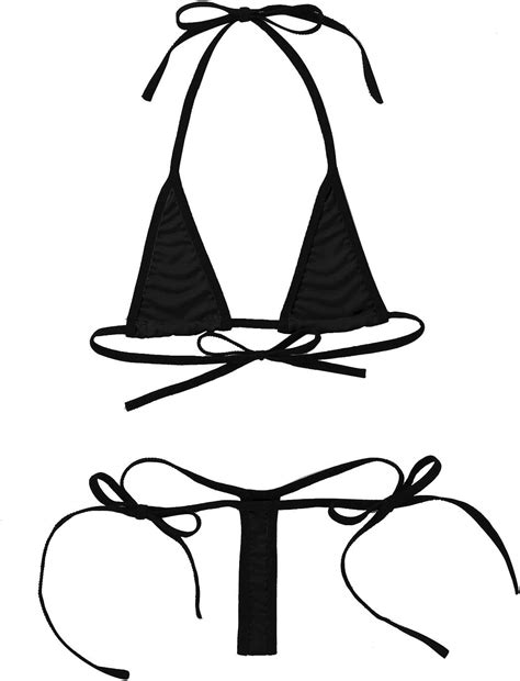 Amazon FEESHOW Women S Halterneck Micro Thong Bikini Piece Swimsuit Mini Tie Side Sexy