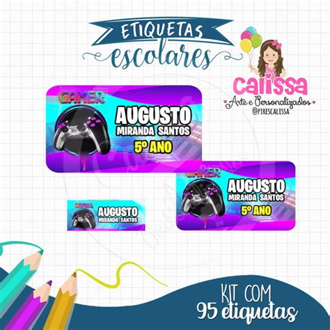 Kit Etiqueta Escolar Gamer Frete Grátis Elo7