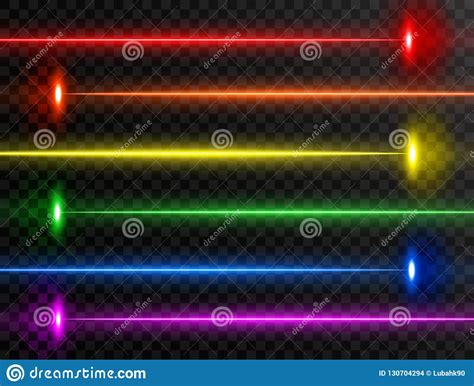 Laser Beam Set Colorful Rainbow Laser Beam Collection Isolated On