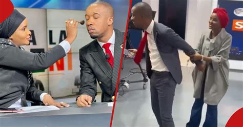 Lulu Hassan Playfully Pulls Rashid Abdalla In Citizen Tv Studios