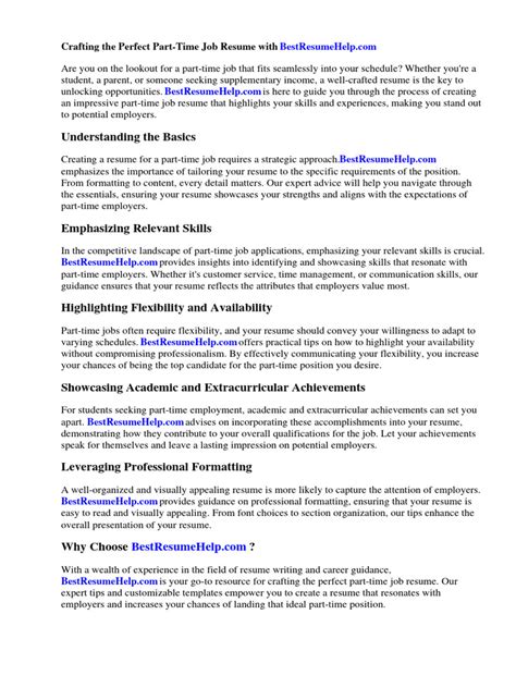 How To Do Resume For Part Time Job Pdf Résumé Business