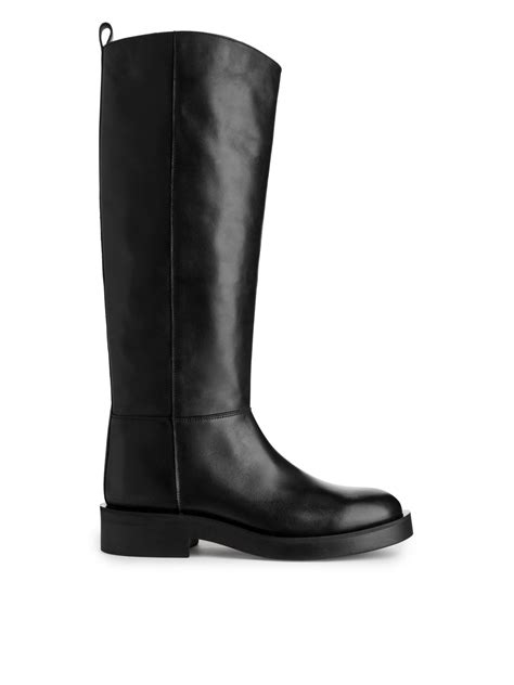 Chunky-Sole Leather Boots - Black | £112.10 | Mirror Online