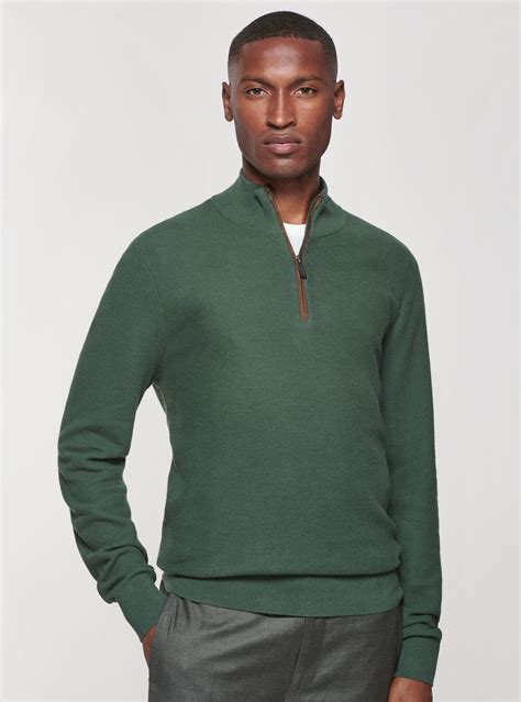 Cotton Cashmere Half Zip Sweater