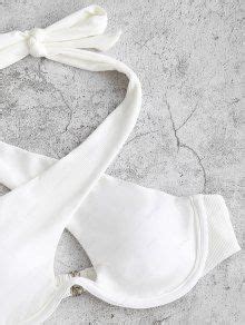 Off Zaful Ribbed Cross W Wire High Cut Bikini Swimwear In White Zaful