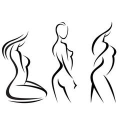 Stylized Silhouette Beautiful Nude Woman Vector Image