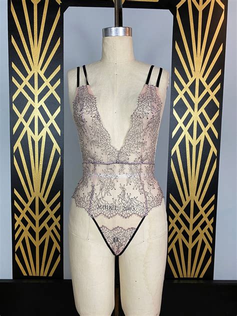 Victorias Secret Teddy Blush Lace Vintage Lingerie One Piece Thong Black Label Vintage