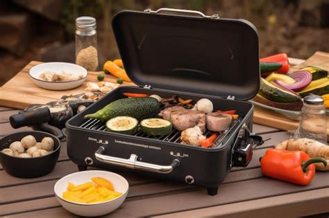 Premium Ai Image Portable Grill With Side Burner Ready To Cook A