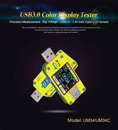 UM34C UM25C UM24C Color LCD Display USB Voltage Tester