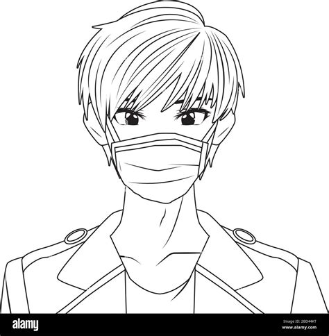 young man using face mask anime character Stock Vector Image & Art - Alamy