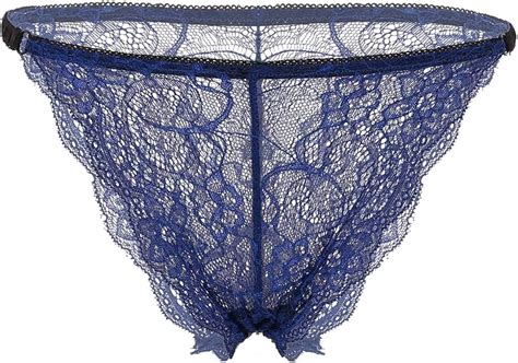 iEFiEL Damen Transparent Unterhose Low Rise G String mit Rüschen Blumen Spitzen Lingerie Bikini