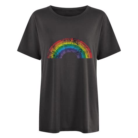 Dtbprq Pride Shirts For Women Rainbows Heart Print Graphic T Shirt Lgbt Gay Pride Tshirts