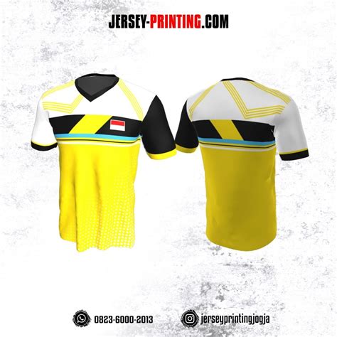 Jersey Badminton Kuning Putih Hitam Motif Garis Dan Polkadot Jersey