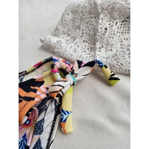 Bikini Pantai Busa Push Up Berkawat Bunga Kuning Orange Fesyen Wanita Pakaian Wanita