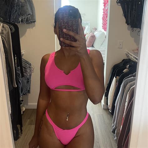 Neon Pink Bikini Size Small Condition Worn Once Depop