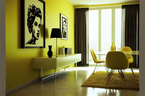 premium photo yellow interior design living room  yellow color