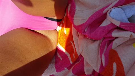 GF Opens Legs Bikini Slip Pussy Hairs And Cameltoe At Pool XHamster