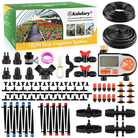 Kalolary 182 Ft Garden Drip Irrigation Kit Automatic Drip Irrigation