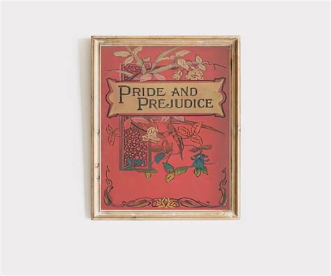 Pride and Prejudice Vintage Book Cover Fine Art Print, Jane Austen ...