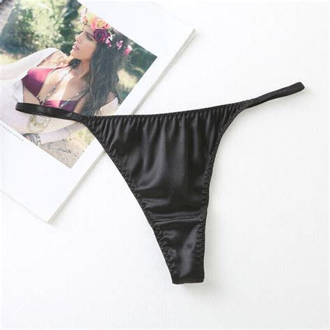 Pairs Lot Pure Silk Knit Womens String Bikini Panties Solid Tanga Size S M L EBay