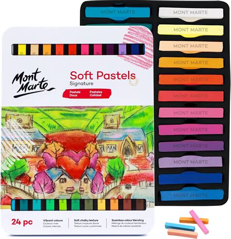 Mont Marte Soft Pastels In Tin Box Signature 24pc 24 Assorted Colours