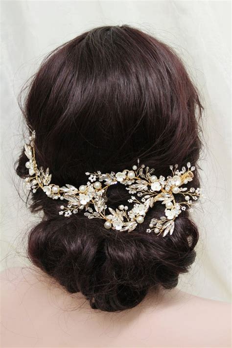 Gold Wedding Hair Vine Bridal Hair Clip Wedding Hair Piece Floral