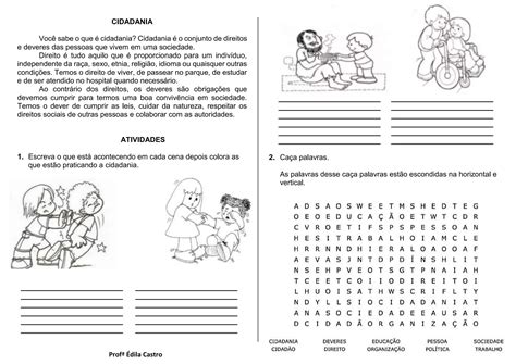 Atividade Sobre Cidadania 9 Ano - Atividade sobre cidadania para alunos dos 6º anos | DOCX