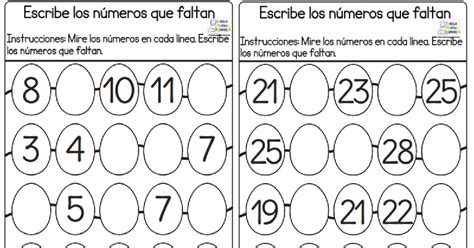 Ejercicios Para Completar Los Números Que Faltan AULA VIRTUAL PRIMARIA