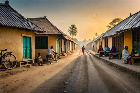 premium ai image  digital painting   village