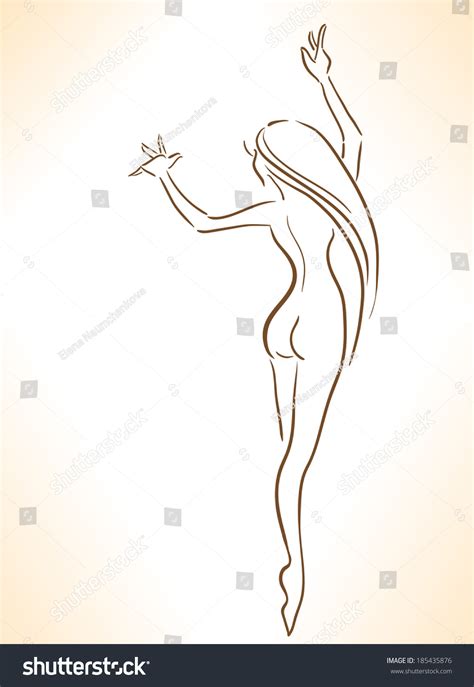Elegant Dancing Naked Woman Perfect Body Stock Vector Royalty Free 185435876 Shutterstock