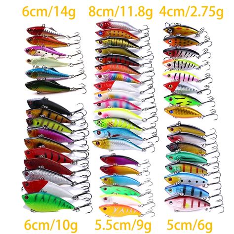 HENGJIA 52pcs VIB Lures Fishing Lures Set Mixed 6 Different Model Hard