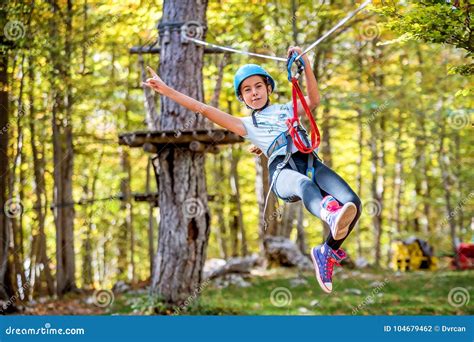 Beautiful Little Girl Having Fun in Adventure Park, Montenegro Stock ...