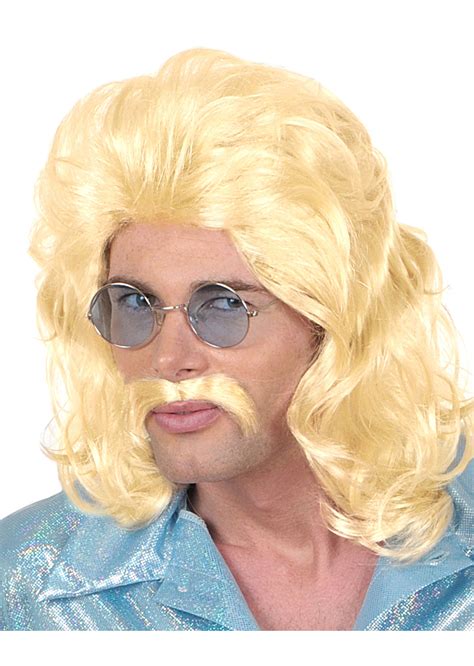 Perruque Blonde Avec Moustache Perruques par thèmes Années Hard Rock et Punk