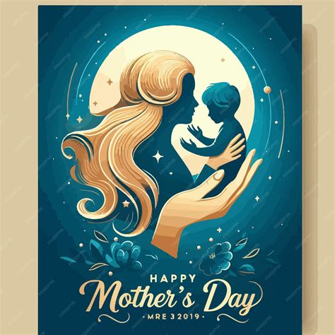 Premium Vector Happy Mothers Day Vector Illustration With Mom Flat Drawn Style