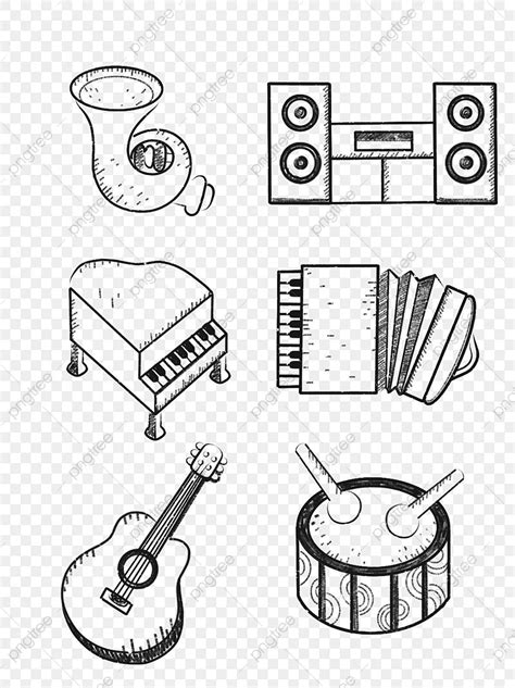 Instrumentos Musicales De Dibujos Animados En Blanco Y Negro