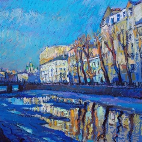 Весна на канале. бумага, пастель 2021