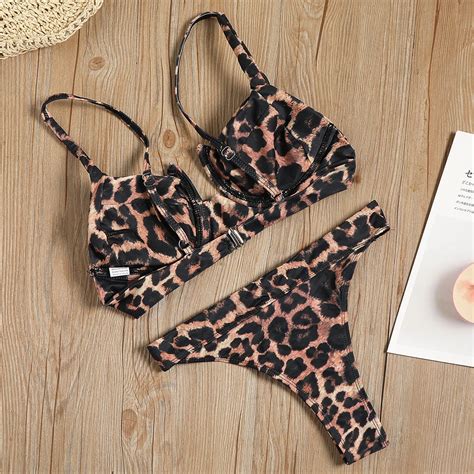 Seksi Leopar Mikro Bikini Seti Kad N Mayo Push Up Tanga Bikini Y Ksek Kesim Mini Mayo Buy