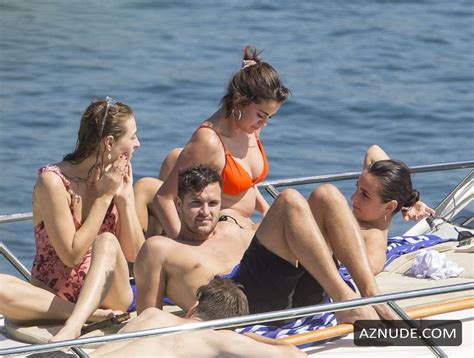 Selena Gomez Sexy In Black Orange Bikini On A Boat With Friends Around Sydney Harbour Aznude