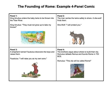 founding  rome romulus remus lesson comic strip activity