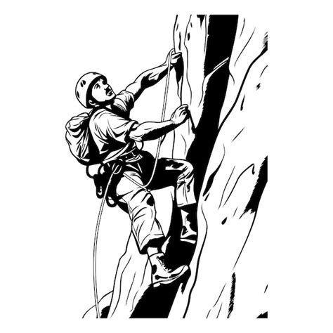 Ilustra O Vetorial De Um Alpinista Escalando Um Penhasco Vers O Preto