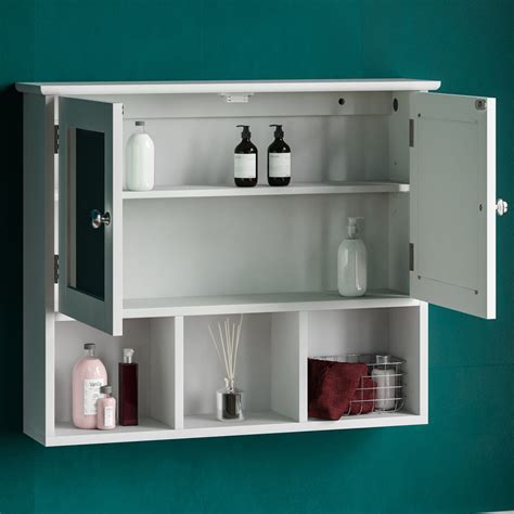 Priano 2 Door Mirrored Wall Cabinet White