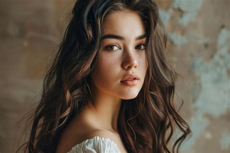 Premium Photo Beautiful Brunette Woman With Long Wavy Hair