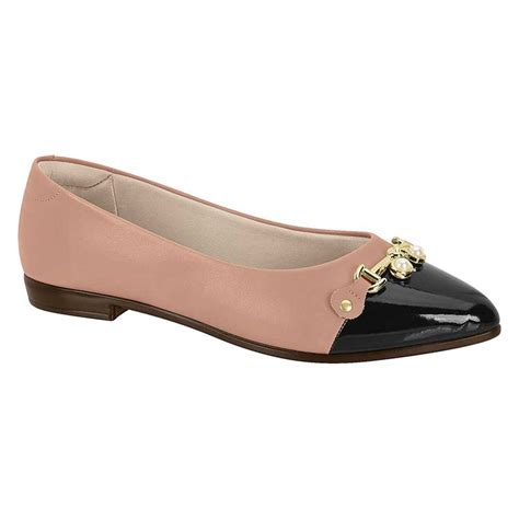 Sapatilha Feminina Bico Fino Nude Preto Beira Rio Karina Calçados