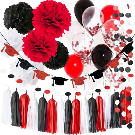 Graduation Decorations Black and Red 2021 White | Ubuy India