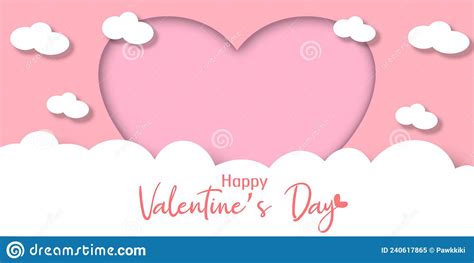 Happy Valentine`s Day Greeting Card With White And Pink Hearts Stock