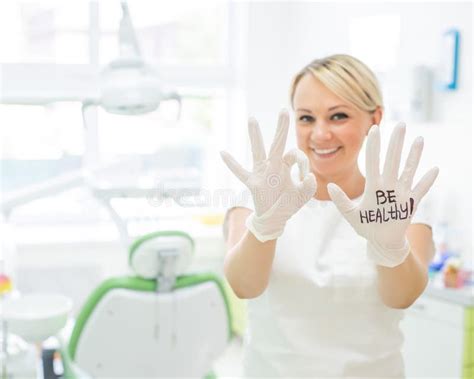Friendly Female Blonde Hair Doctor Gynecologist Is Working With Patient Stock Image Image Of