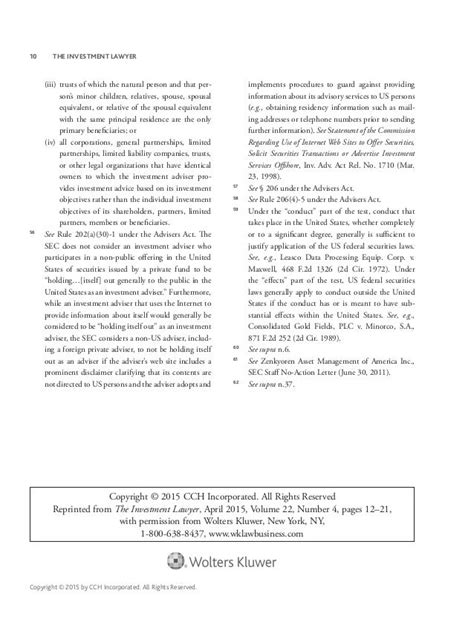 investment advisers act considerations  foreign investment advisers