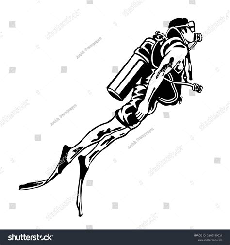 Diver Isolated On White Background Stock Vector Royalty Free