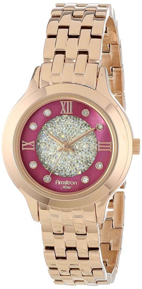 Armitron Women S 75 5174PMRG Swarovski Crystal Accented Rose Gold Tone